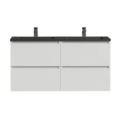 Tiger Karlo Badkamermeubel 120 Cm Hoogglans Wit Met Wastafel Zwart -Badkamer Verkoop 123 101