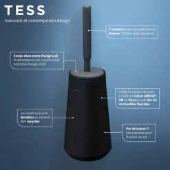 Tiger Toiletborstelhouder TESS Met Swoop Borstel Flexibel Zwart/antraciet -Badkamer Verkoop 123 10127