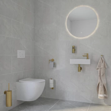 Marho Toiletborstelhouder Luxor Geborsteld Messing 4 Marho Toiletborstelhouder Luxor Geborsteld Messing - Afbeelding 2