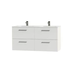 Tiger Badkamermeubel Studio 120cm Hoogglans Wit/matwit Met RVS Greep -Badkamer Verkoop 123 1039