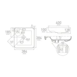 Van Marcke Waskom Fontana Opbouw Wit Keramiek 40x40x12.5 Cm -Badkamer Verkoop 123 10493