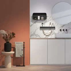 Sealskin Brix Wandrek Met Handdoekrek 55 Cm Zwart -Badkamer Verkoop 123 1085