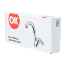 OK Keukenkraan Met Hoog Gebogen Uitloop En Hendel Chroom -Badkamer Verkoop 123 10916
