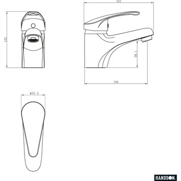Handson Wastafelkraan Diane Met Hendel Chroom 4 Handson Wastafelkraan Diane Met Hendel Chroom - Afbeelding 2