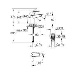 Grohe Wastafelkraan Start Edge S-size QuickFix Chroom -Badkamer Verkoop 123 11195