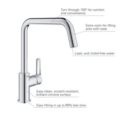 Grohe Keukenkraan Start Hoge U-uitloop QuickFix Chroom -Badkamer Verkoop 123 11321