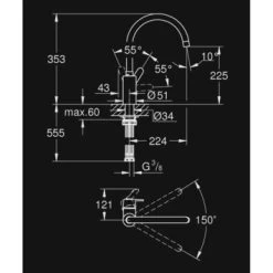 GROHE Keukenkraan Get Met Hendel En Hoge Uitloop Chroom 10 GROHE Keukenkraan Get Met Hendel En Hoge Uitloop Chroom -Badkamer Verkoop 123 11375