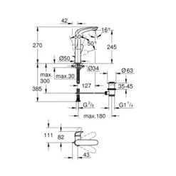 Grohe Wastafelkraan Wave New L Met Hendel En Waste Chroom -Badkamer Verkoop 123 11477
