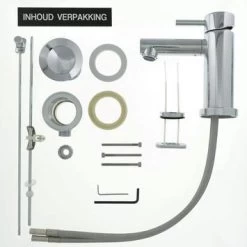 Tiger Wastafelkraan Boston Met Hendel En Waste Chroom -Badkamer Verkoop 123 11514