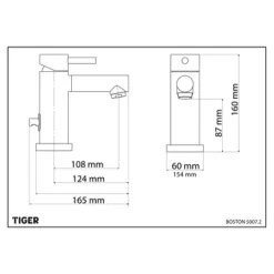 Tiger Wastafelkraan Boston Met Hendel En Waste Chroom -Badkamer Verkoop 123 11515