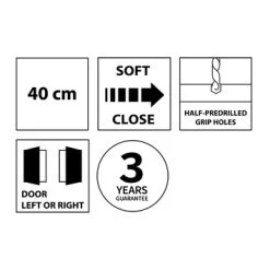 Tiger Maryport Hoge Kolomkast 40 Cm Mat Zwart Met Matzwarte Greep -Badkamer Verkoop 123 1152