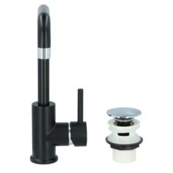 Absolut Wastafelkraan Haiti Met Hendel En Pop-up Afvoerplug Zwart -Badkamer Verkoop 123 11552