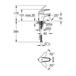 GROHE Wastafelkraan Swift S-size Met Hendel En Ketting Chroom 5 GROHE Wastafelkraan Swift S-size Met Hendel En Ketting Chroom -Badkamer Verkoop 123 11571
