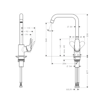 Hansgrohe Keukenkraan Ecos L Met Hendel Chroom 5 Hansgrohe Keukenkraan Ecos L Met Hendel Chroom - Afbeelding 3