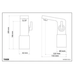 Tiger Wastafelkraan Ontario L Met Hendel Chroom 5 Tiger Wastafelkraan Ontario L Met Hendel Chroom -Badkamer Verkoop 123 11668
