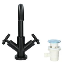 Absolut Wastafelkraan Post 2-knops Zwart -Badkamer Verkoop 123 11756