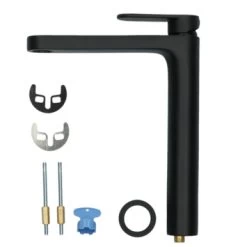 Absolut Wastafelkraan Iode Hoge Uitloop Met Hendel En Waste Zwart -Badkamer Verkoop 123 11858