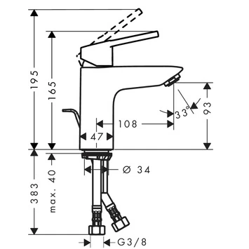 Hansgrohe Wastafelkraan Logis Loop 100 Met Hendel En Waste Chroom 6 Hansgrohe Wastafelkraan Logis Loop 100 Met Hendel En Waste Chroom - Afbeelding 4