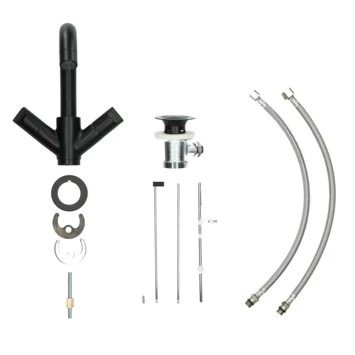 Aqualino Wastafelkraan Fortore 2-knops Met Waste Zwart 14 Aqualino Wastafelkraan Fortore 2-knops Met Waste Zwart - Afbeelding 12