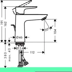 Hansgrohe Wastafelkraan Talis E Met Hendel En Waste Zwart 5 Hansgrohe Wastafelkraan Talis E Met Hendel En Waste Zwart -Badkamer Verkoop 123 12160