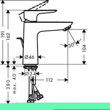 Hansgrohe Wastafelkraan Talis E Met Hendel En Waste Zwart 4 Hansgrohe Wastafelkraan Talis E Met Hendel En Waste Zwart - Afbeelding 2
