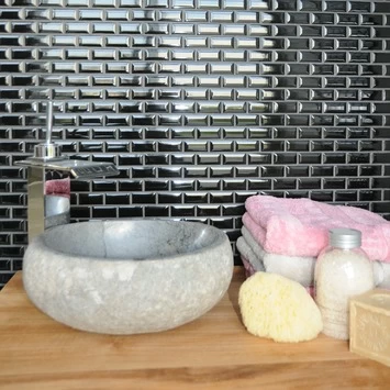 Mozaïektegel Mini Metro Zwart 32,2x29,8 Cm 4 Stuks 4 Mozaïektegel Mini Metro Zwart 32,2x29,8 Cm 4 Stuks - Afbeelding 2