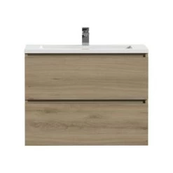 Tiger Karlo Badkamermeubel 80 Cm Chalet Eiken Met Wastafel Hoogglans Wit -Badkamer Verkoop 123 1279