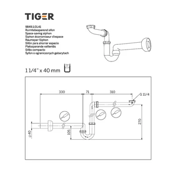 Tiger Sifon 1 Kwartrond Kunststof Wit 40 Mm 4 Tiger Sifon 1 Kwartrond Kunststof Wit 40 Mm - Afbeelding 2