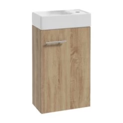 Allibert Badmeubelset Mike 40 Cm Eik Met Porceleinen Wastafel Compact Met Grote Opslagcapaciteit