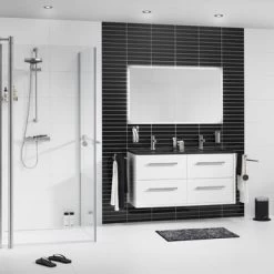 TIGER Boston Kolomkast 40cm Wit Hoogglans Rvs -Badkamer Verkoop 123 14