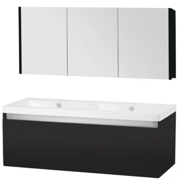 Stripe Badmeubelset Hoogglans Zwart 120 Cm 3 Stripe Badmeubelset Hoogglans Zwart 120 Cm
