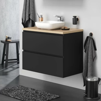 Tiger Karlo Badkamermeubel 60cm Mat Zwart Met Eiken Wasblad En Keramische Waskom 13 Tiger Karlo Badkamermeubel 60cm Mat Zwart Met Eiken Wasblad En Keramische Waskom - Afbeelding 11