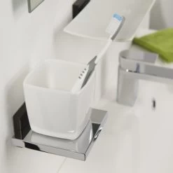 Tiger Bekerhouder Zenna Hangend Met Beker Chroom/Wengé -Badkamer Verkoop 123 1552