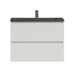 Tiger Karlo Badkamermeubel 80 Cm Hoogglans Wit Met Wastafel Zwart Blad -Badkamer Verkoop 123 1596