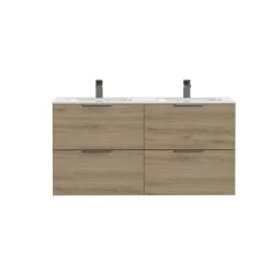 Tiger Badkamermeubel Studio 120cm Chalet Eik/wit Met Platte RVS Greep -Badkamer Verkoop 123 1611