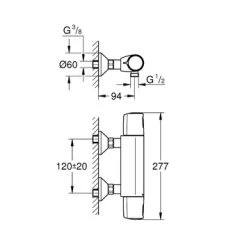 Grohe Thermostatische Douchekraan Precision Trend New Chroom 12 Cm -Badkamer Verkoop 123 1656