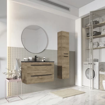 Atlantic Badmeubelset Stella Met Spiegel En Zwarte Wastafel 60cm Canela Eiken 4 Atlantic Badmeubelset Stella Met Spiegel En Zwarte Wastafel 60cm Canela Eiken - Afbeelding 2