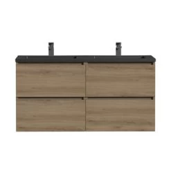 Tiger Karlo Badkamermeubel 120cm Chalet Eik Met Zwart Wastafelblad -Badkamer Verkoop 123 1958