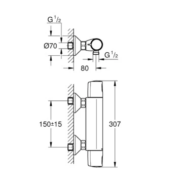 Grohe Thermostatische Douchekraan Precision Trend New Chroom 15 Cm 4 Grohe Thermostatische Douchekraan Precision Trend New Chroom 15 Cm - Afbeelding 2