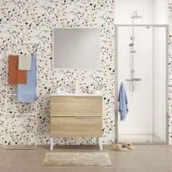 Tiger Badmeubelset Pocket 60 Cm Met 2 Lades Naturel Eik Incl. Looppoten -Badkamer Verkoop 123 206