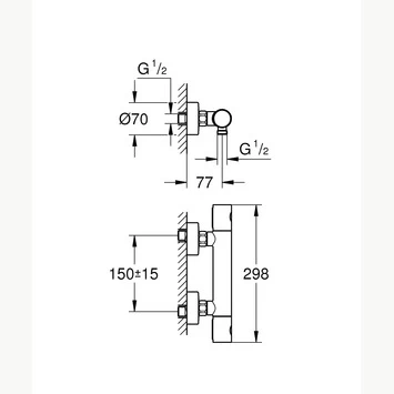 GROHE Thermostatische Douchekraan Grohtherm 1000 Colours Essence New RVS 4 GROHE Thermostatische Douchekraan Grohtherm 1000 Colours Essence New RVS - Afbeelding 2