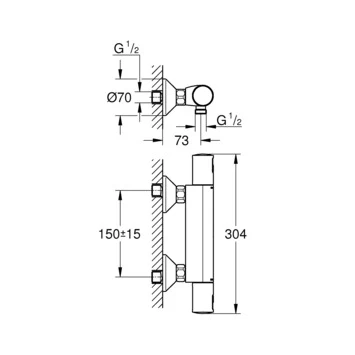 Grohe Thermostatische Douchekraan Precision Start Chroom 15 Cm 6 Grohe Thermostatische Douchekraan Precision Start Chroom 15 Cm - Afbeelding 4