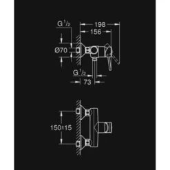 GROHE Douchekraan Start Classic Met Hendel Chroom 15 Cm -Badkamer Verkoop 123 2152