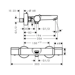 Hansgrohe Thermostatische Badkraan Versostat2 Chroom 15 Cm 7 Hansgrohe Thermostatische Badkraan Versostat2 Chroom 15 Cm -Badkamer Verkoop 123 2165