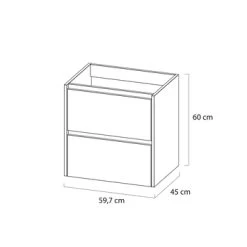 Tiger Reverse Meubelset 60 Cm Met 2 Lades Naturel Eik / Mat Wit Inclusief Quadro Wastafel Hoogglans Wit -Badkamer Verkoop 123 2306