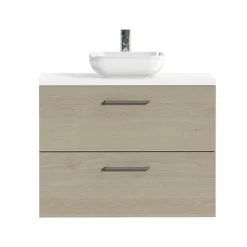 Tiger Badkamermeubel Studio 80cm Naturel Eik/witte Waskom Met Vierkante Greep