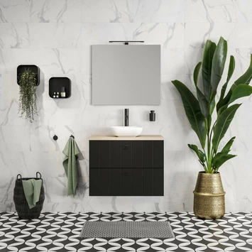 Tiger Maryport Badkamermeubelset 60 Cm Mat Zwart Met Licht Eiken Wasblad, Keramische Opzetkom En Matzwarte Grepen 14 Tiger Maryport Badkamermeubelset 60 Cm Mat Zwart Met Licht Eiken Wasblad, Keramische Opzetkom En Matzwarte Grepen - Afbeelding 12