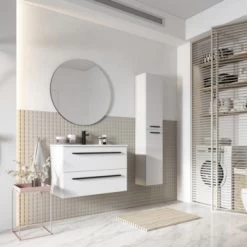 Atlantic Badmeubelset Stella Met spiegel En Witte wastafel 80cm Mat Wit 5 Atlantic Badmeubelset Stella Met spiegel En Witte wastafel 80cm Mat Wit -Badkamer Verkoop 123 233