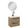 Atlantic Badmeubelset Stella Met Spiegel En Witte wastafel 60cm Canela Eiken -Badkamer Verkoop 123 2341