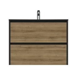 Tiger Reverse Meubelset 80 Cm Met 2 Lades Chalet Eik / Mat Zwart Inclusief Oval Wastafel Mat Zwart -Badkamer Verkoop 123 2373